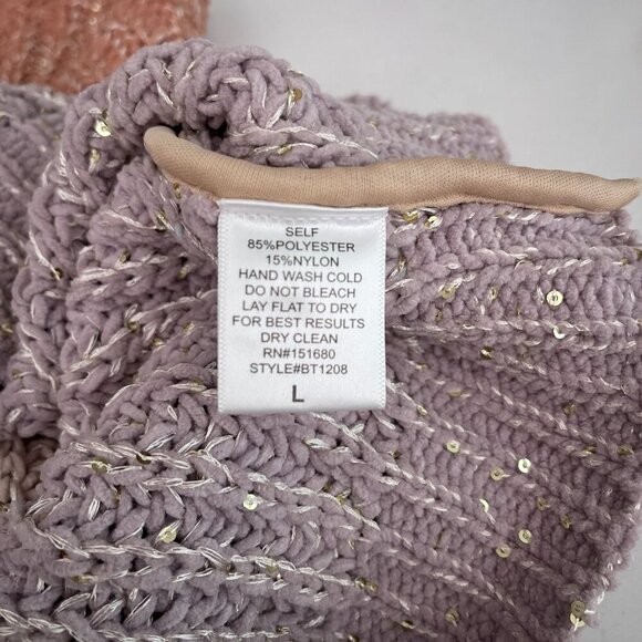 Chunky Colorblock Womens Knit Sweater Top Oversized Dolman Sleeve‎ Pullover L - Picture 6 of 10